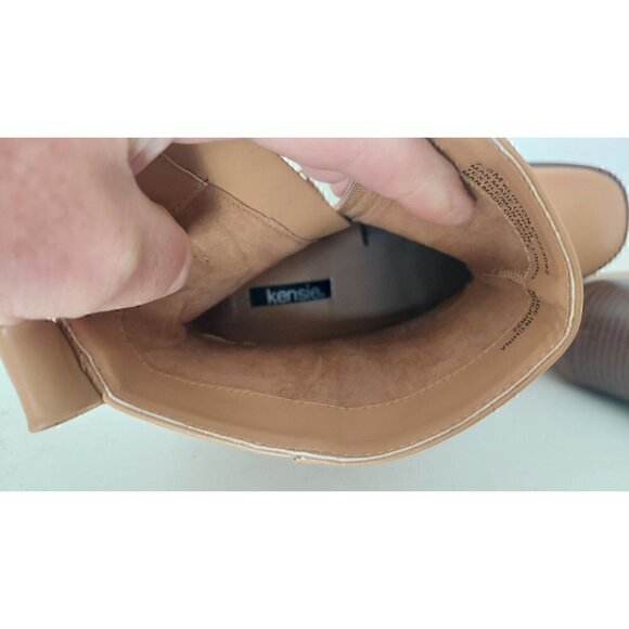 KENSIE Klinton Block Heel Ankle Boots Tan/NWOB, Size 7.5M - Picture 8 of 9